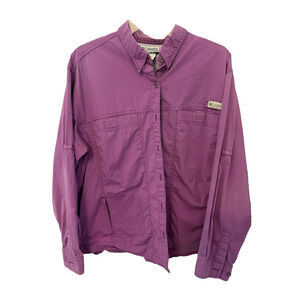 Columbia Shirt Womens XXL Purple Vented Fishing Long Sleeve Roll Up Sleeves Gorp
